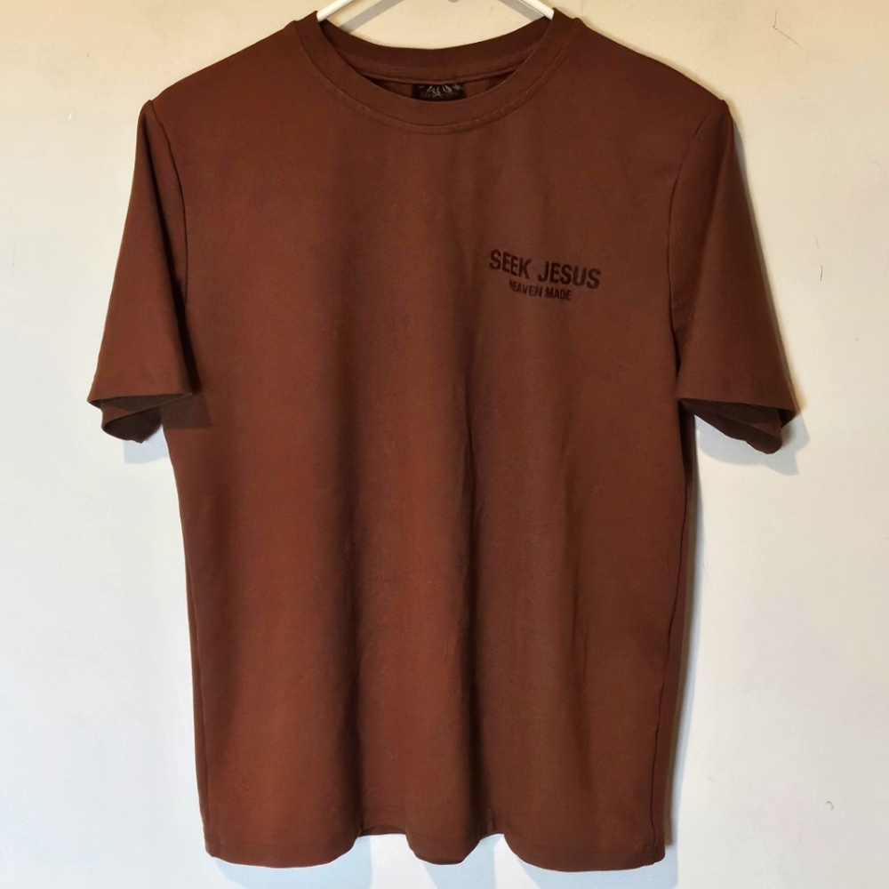 Seek Jesus x Heaven Made Unisex T-Shirt - Size Medium - Brown
